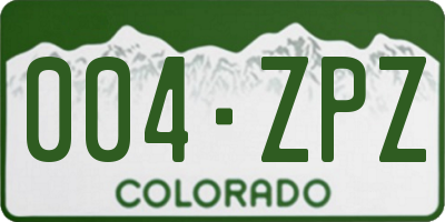 CO license plate 004ZPZ