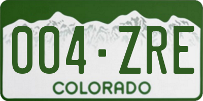 CO license plate 004ZRE