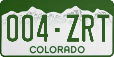 CO license plate 004ZRT