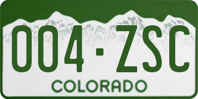 CO license plate 004ZSC