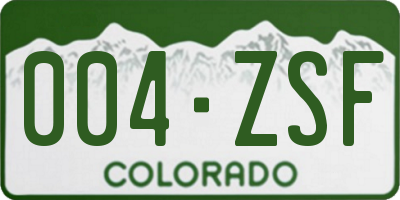 CO license plate 004ZSF