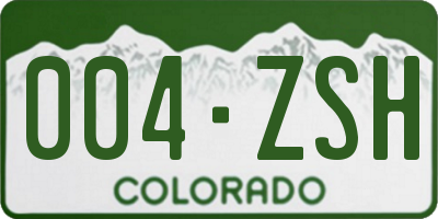 CO license plate 004ZSH