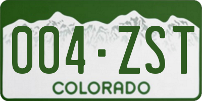 CO license plate 004ZST
