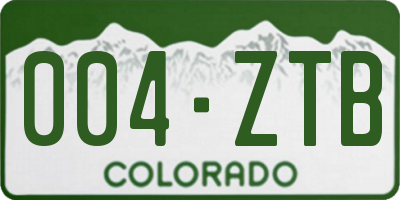 CO license plate 004ZTB