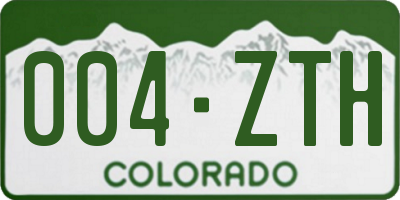 CO license plate 004ZTH