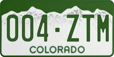 CO license plate 004ZTM
