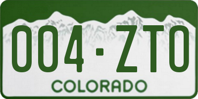 CO license plate 004ZTO