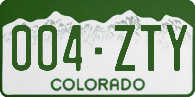 CO license plate 004ZTY