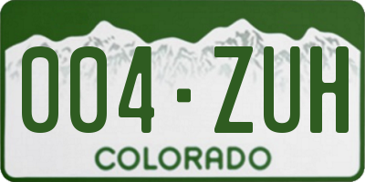 CO license plate 004ZUH
