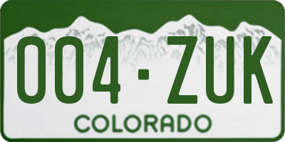 CO license plate 004ZUK