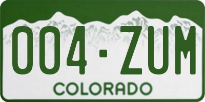 CO license plate 004ZUM
