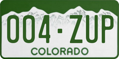 CO license plate 004ZUP