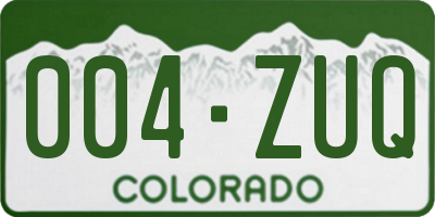 CO license plate 004ZUQ