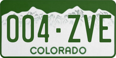 CO license plate 004ZVE
