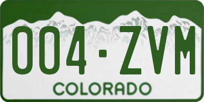 CO license plate 004ZVM