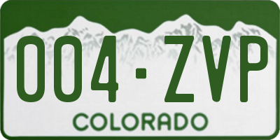 CO license plate 004ZVP