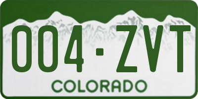 CO license plate 004ZVT