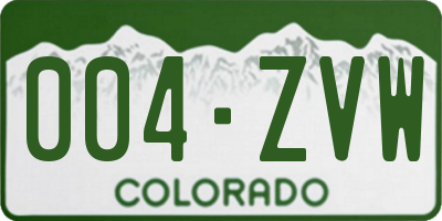 CO license plate 004ZVW