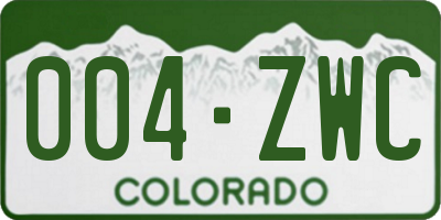 CO license plate 004ZWC