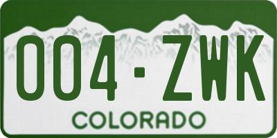 CO license plate 004ZWK