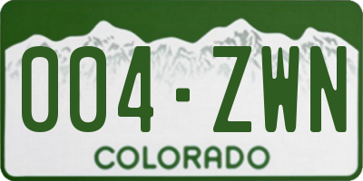 CO license plate 004ZWN