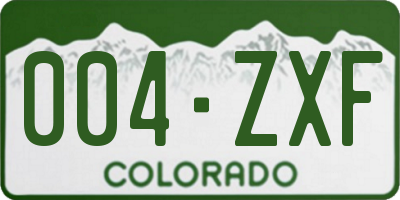 CO license plate 004ZXF
