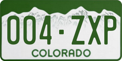 CO license plate 004ZXP