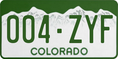 CO license plate 004ZYF