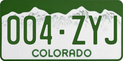 CO license plate 004ZYJ