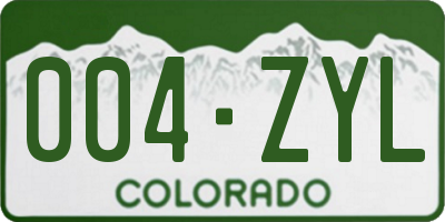 CO license plate 004ZYL