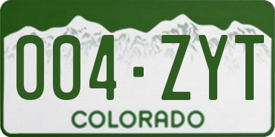 CO license plate 004ZYT