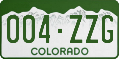 CO license plate 004ZZG