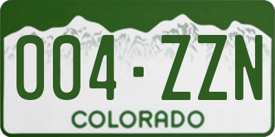 CO license plate 004ZZN