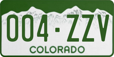 CO license plate 004ZZV