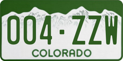 CO license plate 004ZZW