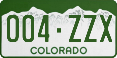 CO license plate 004ZZX