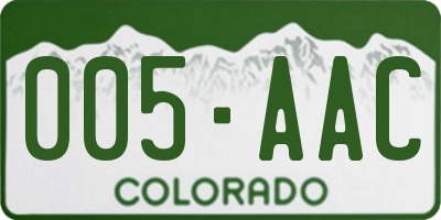 CO license plate 005AAC