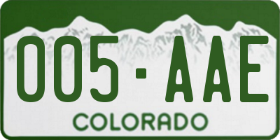CO license plate 005AAE