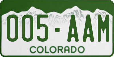 CO license plate 005AAM