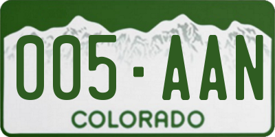 CO license plate 005AAN