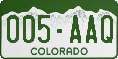 CO license plate 005AAQ