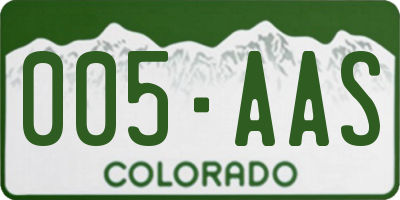 CO license plate 005AAS