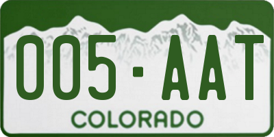 CO license plate 005AAT