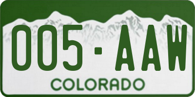 CO license plate 005AAW