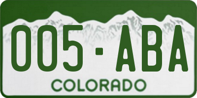 CO license plate 005ABA