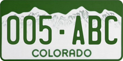 CO license plate 005ABC
