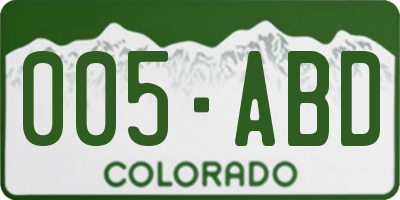 CO license plate 005ABD