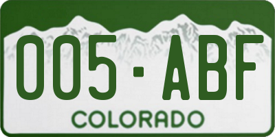 CO license plate 005ABF