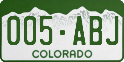 CO license plate 005ABJ