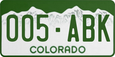 CO license plate 005ABK